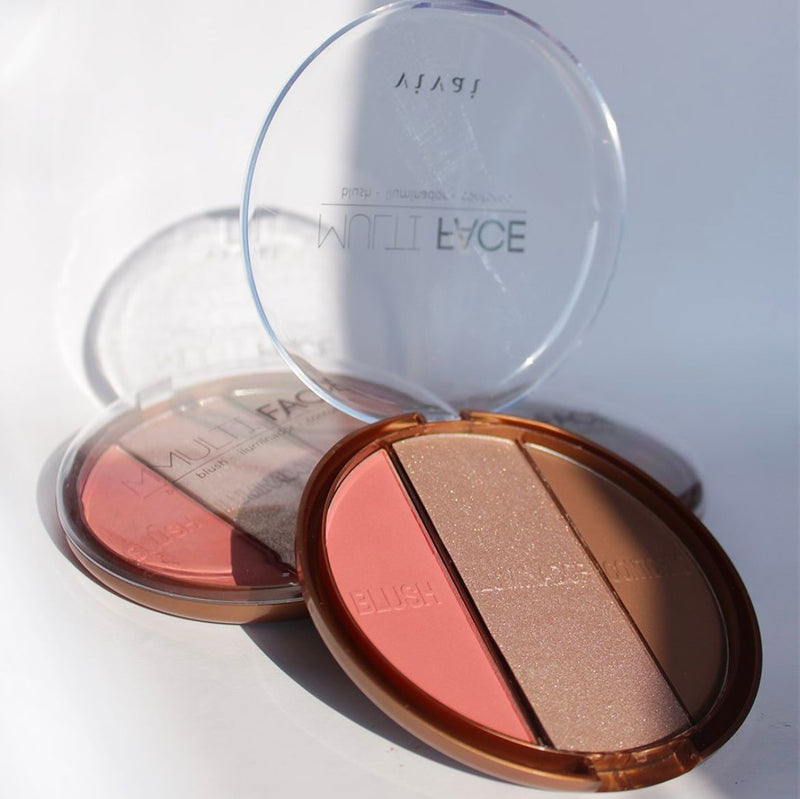 Paleta Multiface 3 em 1 - Blush, Iluminador e Contorno